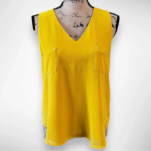 NORAH Women's Yellow Sleeveless V‎ Neck Lined Blouse Medium | EUC